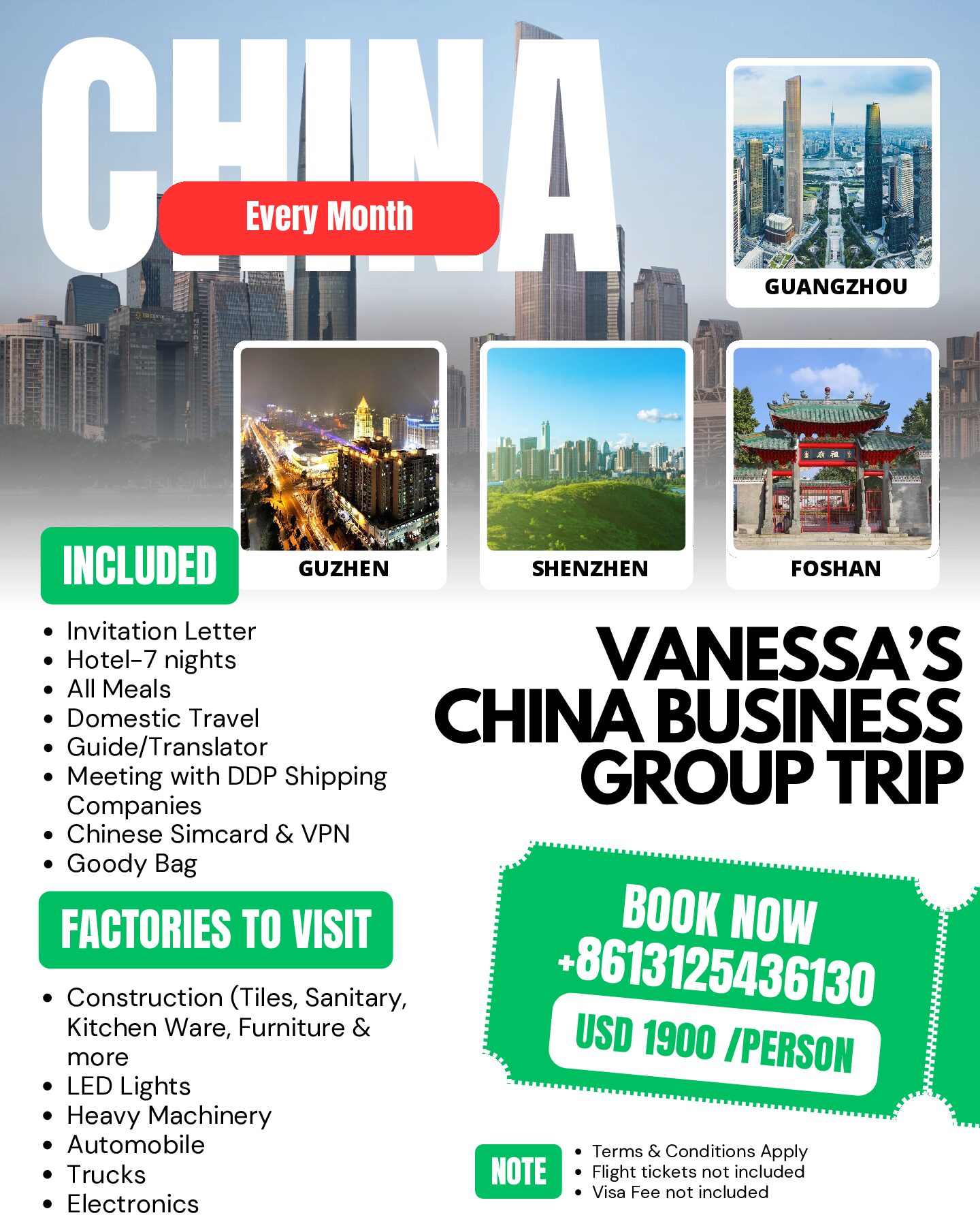 CHINA BUSINESS TRIP- 8 jours - Chaque Mois