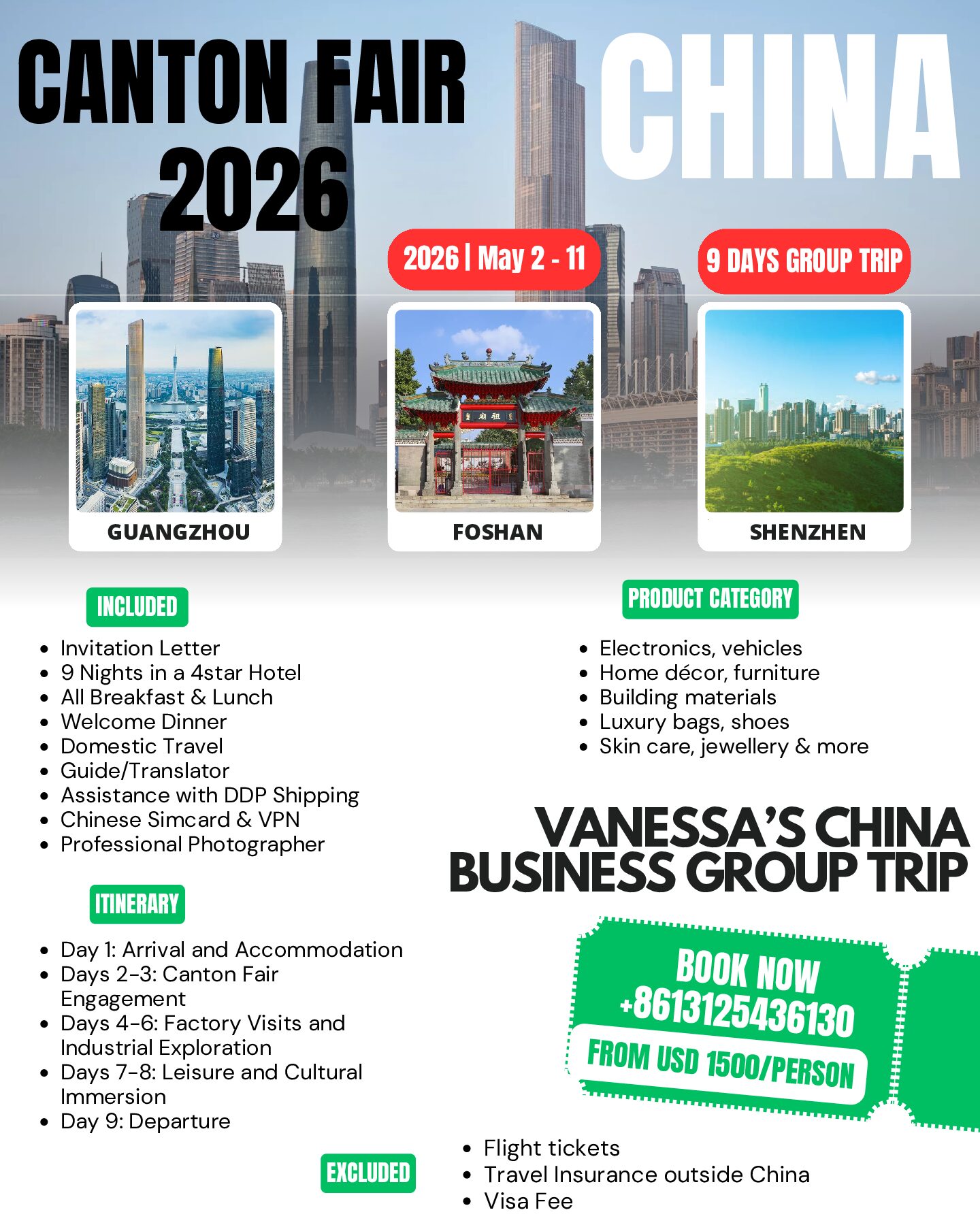 CHINA BUSINESS TRIP- 9 days - May 2026