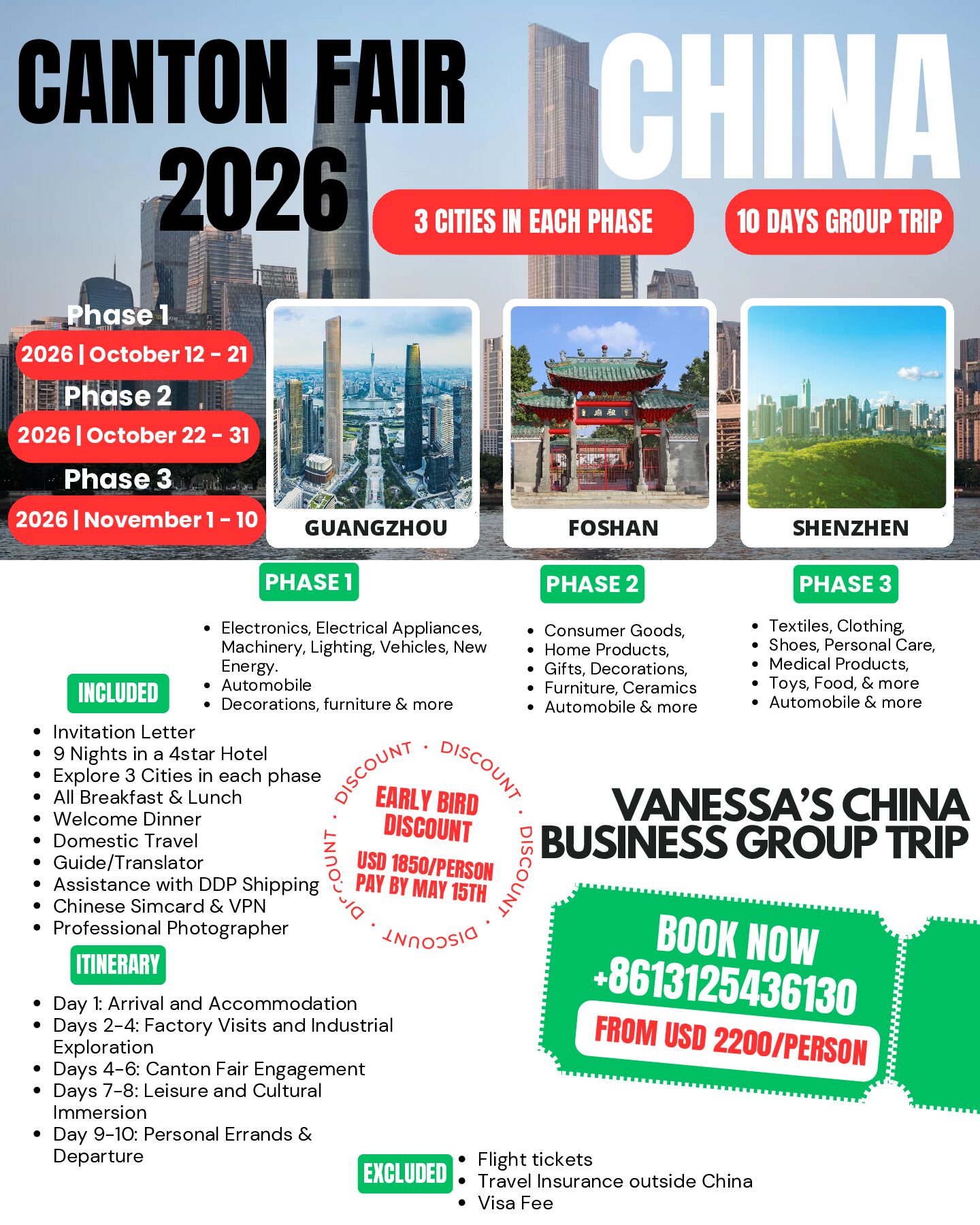 CHINA BUSINESS TRIP- 10 days - October- November 2026