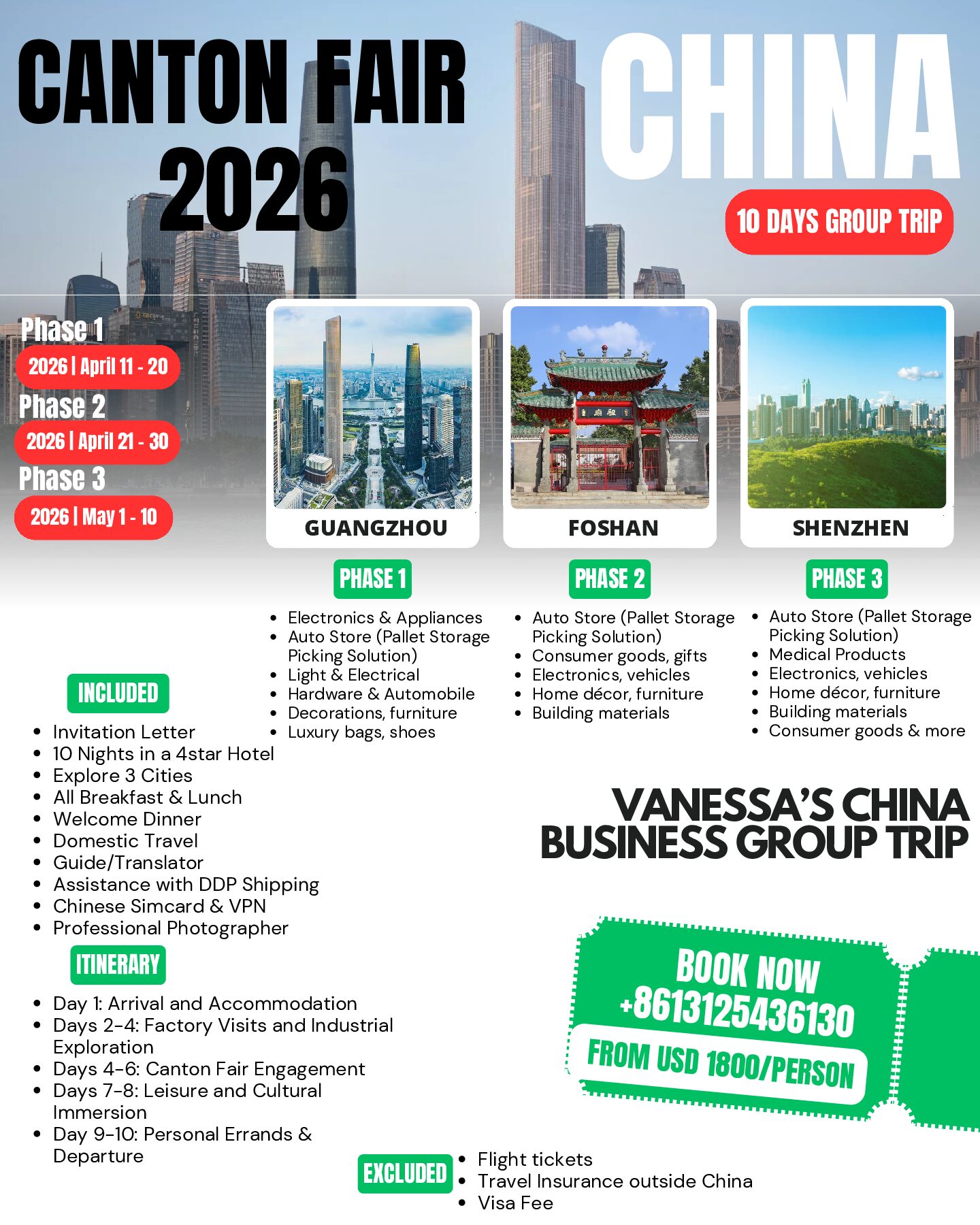 CHINA BUSINESS TRIP- 10 days - April- May 2026